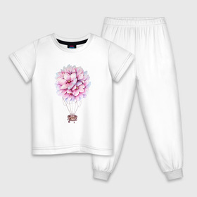 Детская пижама хлопок с принтом Воздушные Цветы в Санкт-Петербурге, 100% хлопок |  брюки и футболка прямого кроя, без карманов, на брюках мягкая резинка на поясе и по низу штанин
 | Тематика изображения на принте: воздушные цветы | воздушный шар | растение | цветы