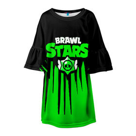 Детское платье 3D с принтом BRAWL STARS в Санкт-Петербурге, 100% полиэстер | прямой силуэт, чуть расширенный к низу. Круглая горловина, на рукавах — воланы | android | brawl stars | games | mobile game | stars | игры | мобильные игры