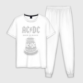 Мужская пижама хлопок с принтом AC/DC в Санкт-Петербурге, 100% хлопок | брюки и футболка прямого кроя, без карманов, на брюках мягкая резинка на поясе и по низу штанин
 | ac dc | acdc | acdc ас дс | австралийская | ангус янг | асдс | блюз | группа | крис слэйд | метал | молния | музыка | певцы | рок | рок н ролл | стиви янг | хард | хардрок | эксл роуз