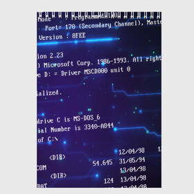 Скетчбук с принтом BIOS CODE в Санкт-Петербурге, 100% бумага
 | 48 листов, плотность листов — 100 г/м2, плотность картонной обложки — 250 г/м2. Листы скреплены сверху удобной пружинной спиралью | Тематика изображения на принте: hugo weaving | pc | the matrix | код | компьютеры | матрица | матрица 4 | программист | программный код | цифры
