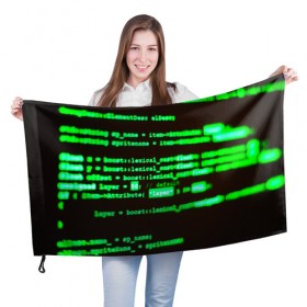 Флаг 3D с принтом КИСЛОТНЫЙ КОД в Санкт-Петербурге, 100% полиэстер | плотность ткани — 95 г/м2, размер — 67 х 109 см. Принт наносится с одной стороны | hugo weaving | pc | the matrix | код | компьютеры | матрица | матрица 4 | программист | программный код | цифры
