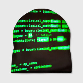 Шапка 3D с принтом КИСЛОТНЫЙ КОД в Санкт-Петербурге, 100% полиэстер | универсальный размер, печать по всей поверхности изделия | hugo weaving | pc | the matrix | код | компьютеры | матрица | матрица 4 | программист | программный код | цифры