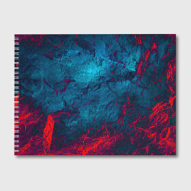 Альбом для рисования с принтом Blue & Red в Санкт-Петербурге, 100% бумага
 | матовая бумага, плотность 200 мг. | black | blood | metal | red | texture | абстракция | камень | краски | красная | красно черное | кровь | лава | метал | текстура | черная
