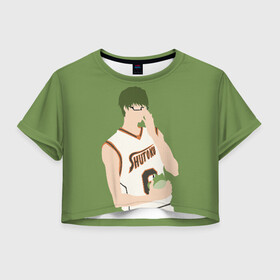 Женская футболка Crop-top 3D с принтом Shintarou Midorima в Санкт-Петербурге, 100% полиэстер | круглая горловина, длина футболки до линии талии, рукава с отворотами | basket | basketball | kuroko | kuroko no basket | midorima | shintarou | баскетбол | куроко | мидорима | шинтаро