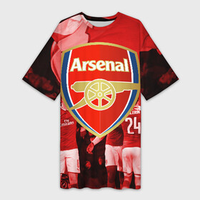 Платье-футболка 3D с принтом Arsenal в Санкт-Петербурге,  |  | arsenal | arsenal fc | the gunners | английский клуб | арсенал | лондон | лондонский арсенал | премьер лига | футбол | футболист | футбольный клуб