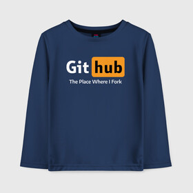 Детский лонгслив хлопок с принтом GitHub Fork Place в Санкт-Петербурге, 100% хлопок | круглый вырез горловины, полуприлегающий силуэт, длина до линии бедер | git hub | github | it | кодинг