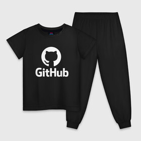 Детская пижама хлопок с принтом GitHub в Санкт-Петербурге, 100% хлопок |  брюки и футболка прямого кроя, без карманов, на брюках мягкая резинка на поясе и по низу штанин
 | Тематика изображения на принте: git hub | github | it | кодинг | программист