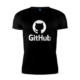 Мужская футболка премиум с принтом GitHub в Санкт-Петербурге, 92% хлопок, 8% лайкра | приталенный силуэт, круглый вырез ворота, длина до линии бедра, короткий рукав | git hub | github | it | кодинг | программист