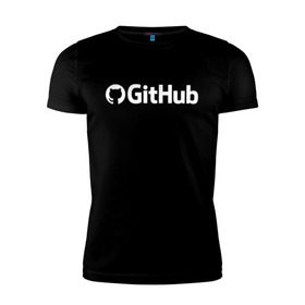 Мужская футболка премиум с принтом GitHub в Санкт-Петербурге, 92% хлопок, 8% лайкра | приталенный силуэт, круглый вырез ворота, длина до линии бедра, короткий рукав | Тематика изображения на принте: git hub | github | it | кодинг | программист