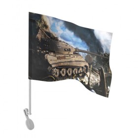 Флаг для автомобиля с принтом ТАНК в Санкт-Петербурге, 100% полиэстер | Размер: 30*21 см | game | tank | war | боевой танк | война | выстрел | дым | игра | искры | огонь | пламя | танк | танкист | техника