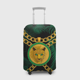 Чехол для чемодана 3D с принтом Золотой леопард в Санкт-Петербурге, 86% полиэфир, 14% спандекс | двустороннее нанесение принта, прорези для ручек и колес | fashion | luxury | texture | дорогая | дорогой | золото | люкс | паттерн | роскошь | серебро | стиль | стильная | текстура