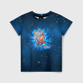 Детская футболка 3D с принтом Водолей в Санкт-Петербурге, 100% гипоаллергенный полиэфир | прямой крой, круглый вырез горловины, длина до линии бедер, чуть спущенное плечо, ткань немного тянется | вселенная | гороскоп | знаки зодиака | зодиак | космос | медитация | планеты