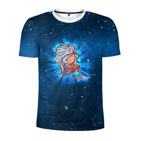 Мужская футболка 3D спортивная с принтом Водолей в Санкт-Петербурге, 100% полиэстер с улучшенными характеристиками | приталенный силуэт, круглая горловина, широкие плечи, сужается к линии бедра | вселенная | гороскоп | знаки зодиака | зодиак | космос | медитация | планеты
