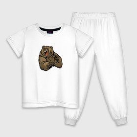 Детская пижама хлопок с принтом Дикий Медведь в Санкт-Петербурге, 100% хлопок |  брюки и футболка прямого кроя, без карманов, на брюках мягкая резинка на поясе и по низу штанин
 | дикий медведь | медведь | рисунок