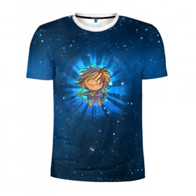 Мужская футболка 3D спортивная с принтом Стрелец в Санкт-Петербурге, 100% полиэстер с улучшенными характеристиками | приталенный силуэт, круглая горловина, широкие плечи, сужается к линии бедра | вселенная | гороскоп | знаки зодиака | зодиак | космос | медитация | планеты