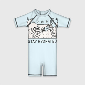 Детский купальный костюм 3D с принтом STAY HYDRATED в Санкт-Петербурге, Полиэстер 85%, Спандекс 15% | застежка на молнии на спине | death | japan | skeleton | sport | vegan | water | yoga | веган | вегетарианство | вода | йога | скелет | спорт | хэллоуин | череп | япония