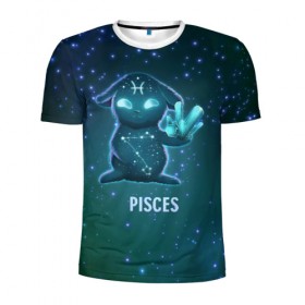 Мужская футболка 3D спортивная с принтом Рыбы в Санкт-Петербурге, 100% полиэстер с улучшенными характеристиками | приталенный силуэт, круглая горловина, широкие плечи, сужается к линии бедра | вселенная | гороскоп | знаки зодиака | зодиак | космос | медитация | планеты
