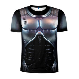 Мужская футболка 3D спортивная с принтом Робокоп в Санкт-Петербурге, 100% полиэстер с улучшенными характеристиками | приталенный силуэт, круглая горловина, широкие плечи, сужается к линии бедра | 90 е | robocop | броня | железный | костюм | машина | робот | стальной | торс