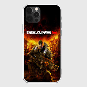 Чехол для iPhone 12 Pro с принтом GEARS 5 в Санкт-Петербурге, силикон | область печати: задняя сторона чехла, без боковых панелей | alien | combat | fight | game | gears 5 | gears of war | gun | human | man | monsters | powerful | saw | strong | war | weapon | игры