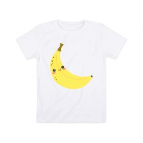 Детская футболка хлопок с принтом Веселенький бананчик в Санкт-Петербурге, 100% хлопок | круглый вырез горловины, полуприлегающий силуэт, длина до линии бедер | банан | веселье | карикатура | фрукты