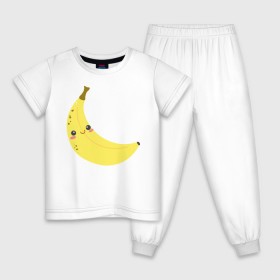 Детская пижама хлопок с принтом Веселенький бананчик в Санкт-Петербурге, 100% хлопок |  брюки и футболка прямого кроя, без карманов, на брюках мягкая резинка на поясе и по низу штанин
 | банан | веселье | карикатура | фрукты