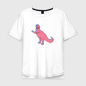 Мужская футболка хлопок Oversize с принтом Динозавр в Санкт-Петербурге, 100% хлопок | свободный крой, круглый ворот, “спинка” длиннее передней части | динозавр | рисунок