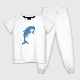 Детская пижама хлопок с принтом Дельфин в Санкт-Петербурге, 100% хлопок |  брюки и футболка прямого кроя, без карманов, на брюках мягкая резинка на поясе и по низу штанин
 | дельфин | милота | рисунок