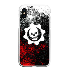 Чехол для iPhone XS Max матовый с принтом GEARS 5 в Санкт-Петербурге, Силикон | Область печати: задняя сторона чехла, без боковых панелей | alien | combat | fight | game | gears 5 | gears of war | gun | human | man | monsters | powerful | saw | strong | war | weapon | игры