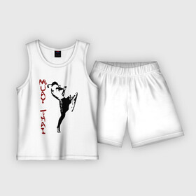 Детская пижама с шортами хлопок с принтом Muay Thai в Санкт-Петербурге,  |  | blood | blood sport | box | boxing | martial | muai | muai thai | thai box | thailand | боевое искуство | бои | бокс | драка | кикбоксинг | кровавый спорт | муай тай | муай тхай | спорт | тайланд | тайский бокс