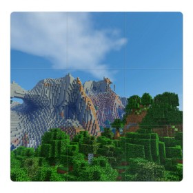 Магнитный плакат 3Х3 с принтом Minecraft в Санкт-Петербурге, Полимерный материал с магнитным слоем | 9 деталей размером 9*9 см | minecraft | гора | горы | дерево | деревья | игра | куб | кубик | кубики | кубические | кубический | кубы | майнкрафт