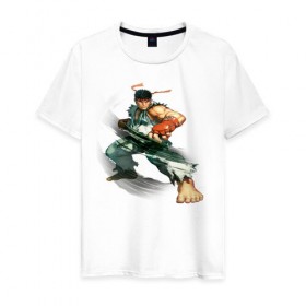 Мужская футболка хлопок с принтом Street Fighter Ryu в Санкт-Петербурге, 100% хлопок | прямой крой, круглый вырез горловины, длина до линии бедер, слегка спущенное плечо. | Тематика изображения на принте: street fighter ryu