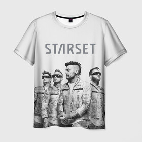 Мужская футболка 3D с принтом Starset Band в Санкт-Петербурге, 100% полиэфир | прямой крой, круглый вырез горловины, длина до линии бедер | Тематика изображения на принте: logo | rock | starset | лого | рок | старсет