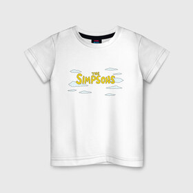 Детская футболка хлопок с принтом Симпсоны в Санкт-Петербурге, 100% хлопок | круглый вырез горловины, полуприлегающий силуэт, длина до линии бедер | simpson | simpsons | заставка | логотип | надпись | название | небо | облака | семейка | симпсон | симпсоны | шрифт