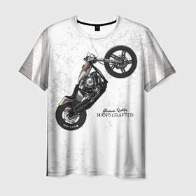 Мужская футболка 3D с принтом Vintage Chopper Motorcycle в Санкт-Петербурге, 100% полиэфир | прямой крой, круглый вырез горловины, длина до линии бедер | 