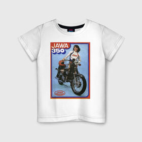 Детская футболка хлопок с принтом Ява в Санкт-Петербурге, 100% хлопок | круглый вырез горловины, полуприлегающий силуэт, длина до линии бедер | jawa | jawa 350 | jawa мотоциклы | купить jawa | мотоцикл | мотоцикл ява | ява | ява 350