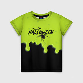 Детская футболка 3D с принтом Happy Halloween в Санкт-Петербурге, 100% гипоаллергенный полиэфир | прямой крой, круглый вырез горловины, длина до линии бедер, чуть спущенное плечо, ткань немного тянется | ghost | halloween | ведьма | джек | дух | кельты | монстр | нечисть | паук | паутина | праздник | привидение | призрак | пугало | тень | тыква | хеллоуин | хэллоуин
