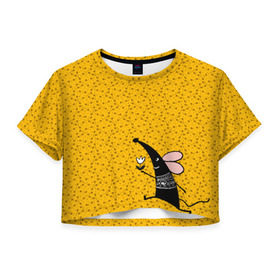 Женская футболка Cropp-top с принтом Крыса в Санкт-Петербурге, 100% полиэстер | круглая горловина, длина футболки до линии талии, рукава с отворотами | 