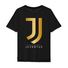 Мужская футболка хлопок Oversize с принтом JUVENTUS GOLDEN LOGO в Санкт-Петербурге, 100% хлопок | свободный крой, круглый ворот, “спинка” длиннее передней части | cr7 | juve | juventus | ronaldo | роналдо | ювентус