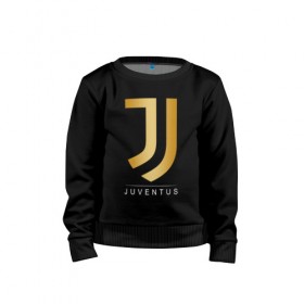 Детский свитшот хлопок с принтом JUVENTUS GOLDEN LOGO в Санкт-Петербурге, 100% хлопок | круглый вырез горловины, эластичные манжеты, пояс и воротник | cr7 | juve | juventus | ronaldo | роналдо | ювентус