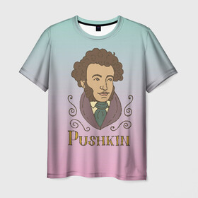 Мужская футболка 3D с принтом А.С.Пушкин в Санкт-Петербурге, 100% полиэфир | прямой крой, круглый вырез горловины, длина до линии бедер | а.с.пушкин | знания | классик | литература | писатели | писатель | писатель классик | пушкин | школа | школьная программа