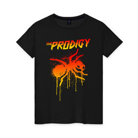 Женская футболка хлопок с принтом THE PRODIGY в Санкт-Петербурге, 100% хлопок | прямой крой, круглый вырез горловины, длина до линии бедер, слегка спущенное плечо | prodigy | the prodigy