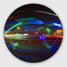 Коврик для мышки круглый с принтом Neon в Санкт-Петербурге, резина и полиэстер | круглая форма, изображение наносится на всю лицевую часть | neon | город | города | городе | городом | городской | неон | неонка | неоновые | неоновый | свет | светящиеся | светящийся | светящимся