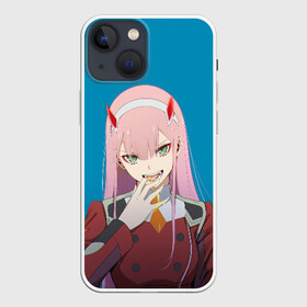 Чехол для iPhone 13 mini с принтом Darliing on blue в Санкт-Петербурге,  |  | 02 | anime | darling in the franxx | hiro | manga | zero two | аниме | ахегао | любимый во франксе | манга | милый во франксе | ноль два | хиро