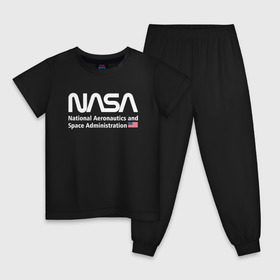 Детская пижама хлопок с принтом NASA в Санкт-Петербурге, 100% хлопок |  брюки и футболка прямого кроя, без карманов, на брюках мягкая резинка на поясе и по низу штанин
 | Тематика изображения на принте: alien | area 51 | nasa | space x | ufo | америка | американский | астронавт | звезды | земля | зона 51 | инопланетянин | космонавт | космос | луна | марс | наса | нло | планета | пришельцы | ракета | роскосмос | созвездие
