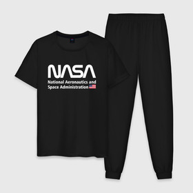 Мужская пижама хлопок с принтом NASA в Санкт-Петербурге, 100% хлопок | брюки и футболка прямого кроя, без карманов, на брюках мягкая резинка на поясе и по низу штанин
 | alien | area 51 | nasa | space x | ufo | америка | американский | астронавт | звезды | земля | зона 51 | инопланетянин | космонавт | космос | луна | марс | наса | нло | планета | пришельцы | ракета | роскосмос | созвездие