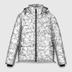 Мужская зимняя куртка 3D с принтом Белые мыши в Санкт-Петербурге, верх — 100% полиэстер; подкладка — 100% полиэстер; утеплитель — 100% полиэстер | длина ниже бедра, свободный силуэт Оверсайз. Есть воротник-стойка, отстегивающийся капюшон и ветрозащитная планка. 

Боковые карманы с листочкой на кнопках и внутренний карман на молнии. | Тематика изображения на принте: белый | грызуны | крыса | мышка | мышь | петтерн | стая | толпа