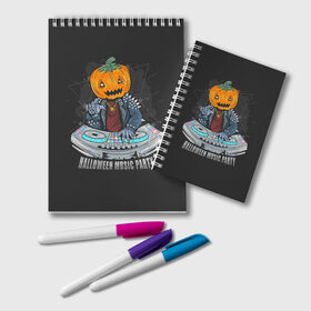 Блокнот с принтом Halloween party в Санкт-Петербурге, 100% бумага | 48 листов, плотность листов — 60 г/м2, плотность картонной обложки — 250 г/м2. Листы скреплены удобной пружинной спиралью. Цвет линий — светло-серый
 | Тематика изображения на принте: diy | ghost | halloween | horror | makeup | scary | skull clown | trick or treat | вампир | ведьма | кошка | луна | магия | ночь | тыква | хэллоуин