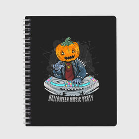 Тетрадь с принтом Halloween party в Санкт-Петербурге, 100% бумага | 48 листов, плотность листов — 60 г/м2, плотность картонной обложки — 250 г/м2. Листы скреплены сбоку удобной пружинной спиралью. Уголки страниц и обложки скругленные. Цвет линий — светло-серый
 | diy | ghost | halloween | horror | makeup | scary | skull clown | trick or treat | вампир | ведьма | кошка | луна | магия | ночь | тыква | хэллоуин
