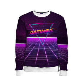 Детский свитшот 3D с принтом SYNTHWAVE / RETROWAVE в Санкт-Петербурге, 100% полиэстер | свободная посадка, прямой крой, мягкая тканевая резинка на рукавах и понизу свитшота | hotline miami | neon | outrun | outrun electro | retrowave | synth | synthwave | неон | хотлайн майами