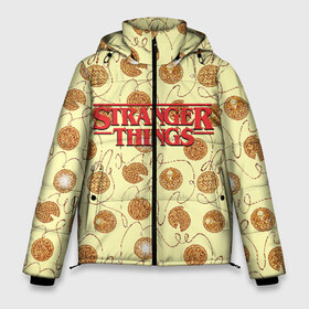 Мужская зимняя куртка 3D с принтом Stranger Thing Pancakes в Санкт-Петербурге, верх — 100% полиэстер; подкладка — 100% полиэстер; утеплитель — 100% полиэстер | длина ниже бедра, свободный силуэт Оверсайз. Есть воротник-стойка, отстегивающийся капюшон и ветрозащитная планка. 

Боковые карманы с листочкой на кнопках и внутренний карман на молнии. | Тематика изображения на принте: beyond | eleven | hopper | jane | mike | stranger | things | wheeler | дастин | дела | джейн | загадочные | майк | одиннадцать | очень | события | странные | уилер | хендерсон | хоппер